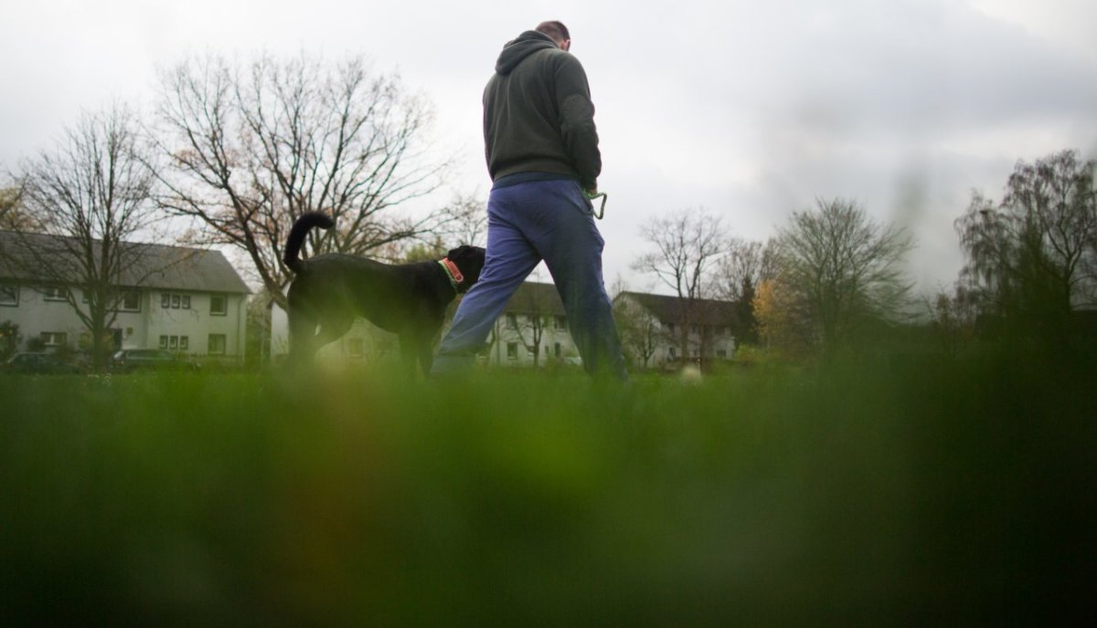 mann hund gassi leine hundeleine