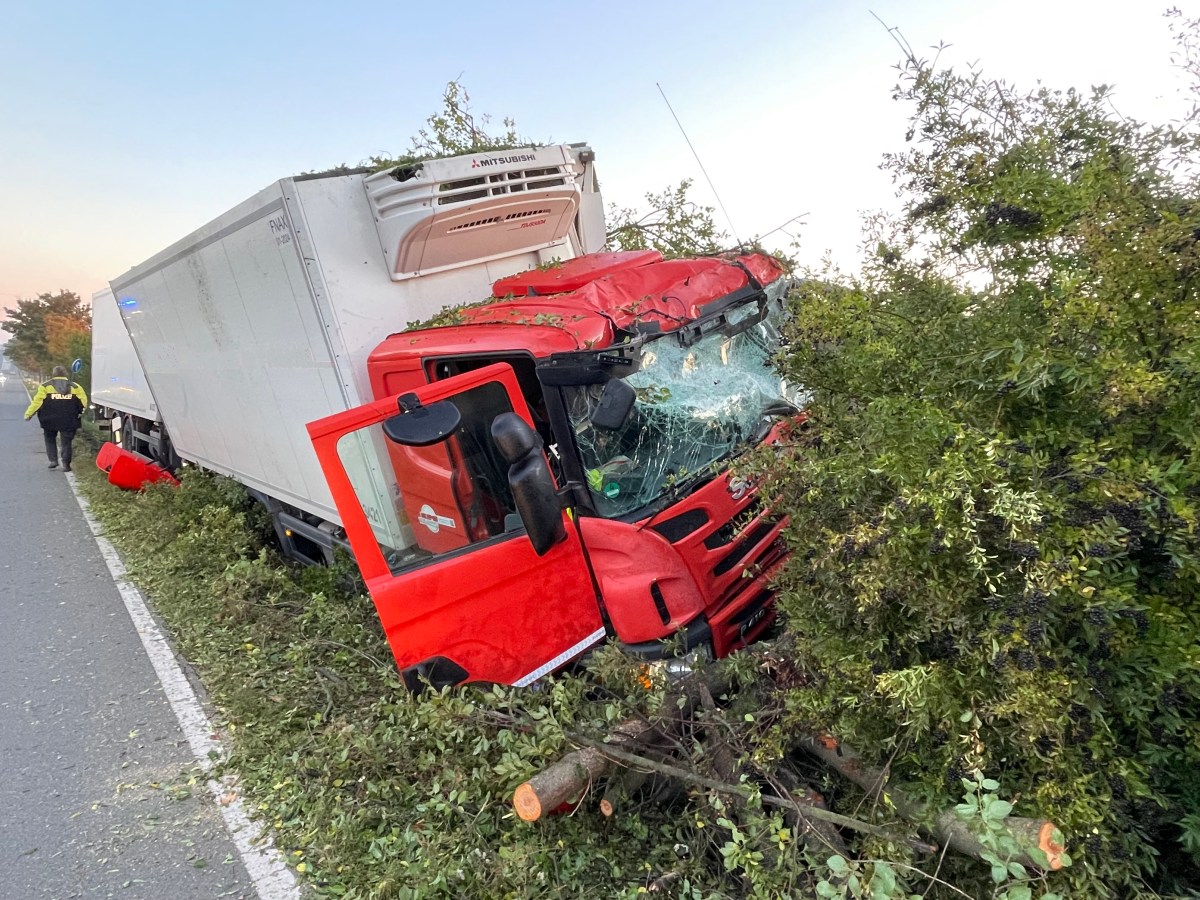 Lkw landet im StraÃŸengraben